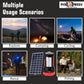 Pick Ur Needs 50W Solar Rechargeable Long Range Search Light + 2 Side Extra Bright Tube 6 hrs Torch Emergency Light