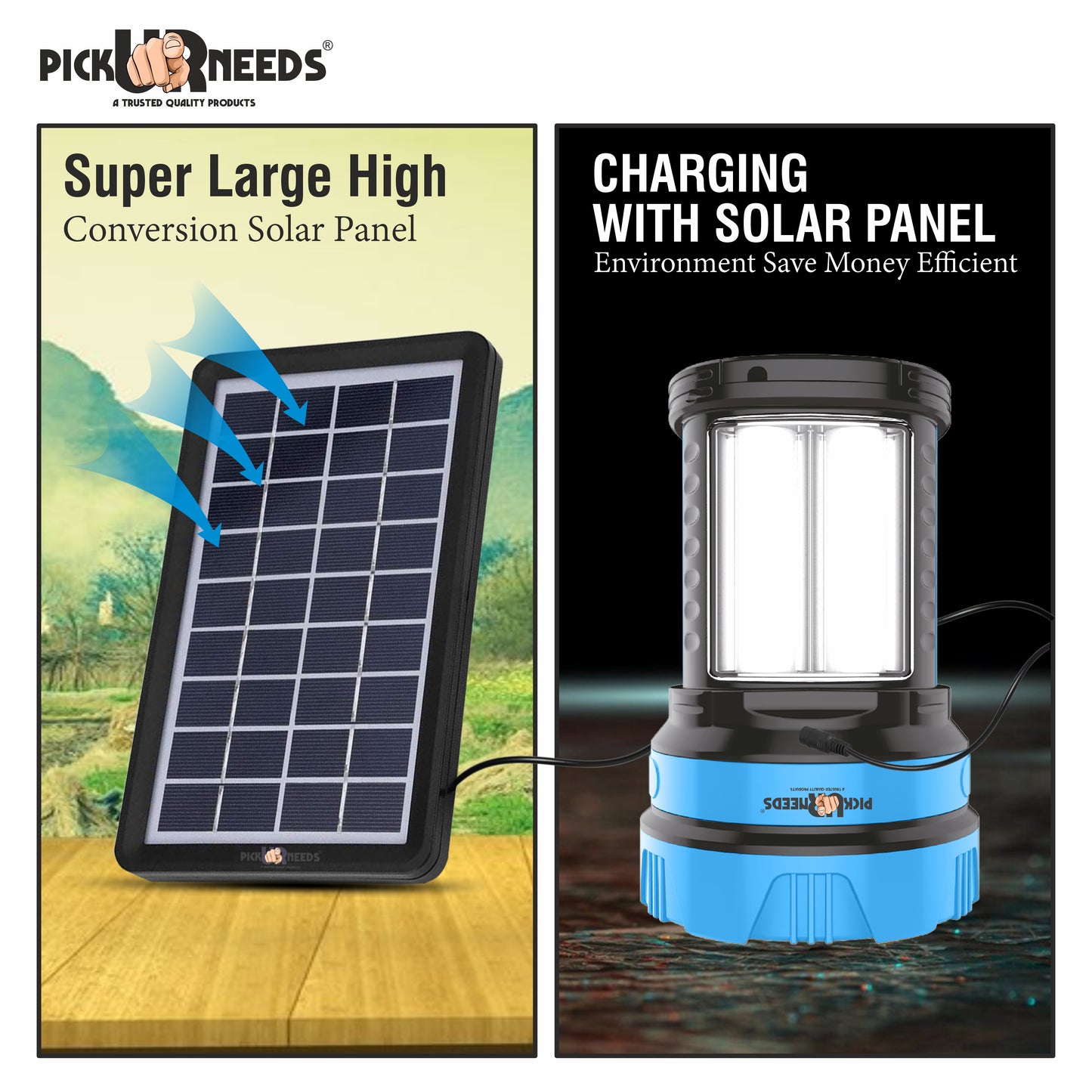 Pick Ur Needs 50W Solar Rechargeable Long Range Torch With 2 Side Emergency Tube Light 6 hrs Torch Emergency Light