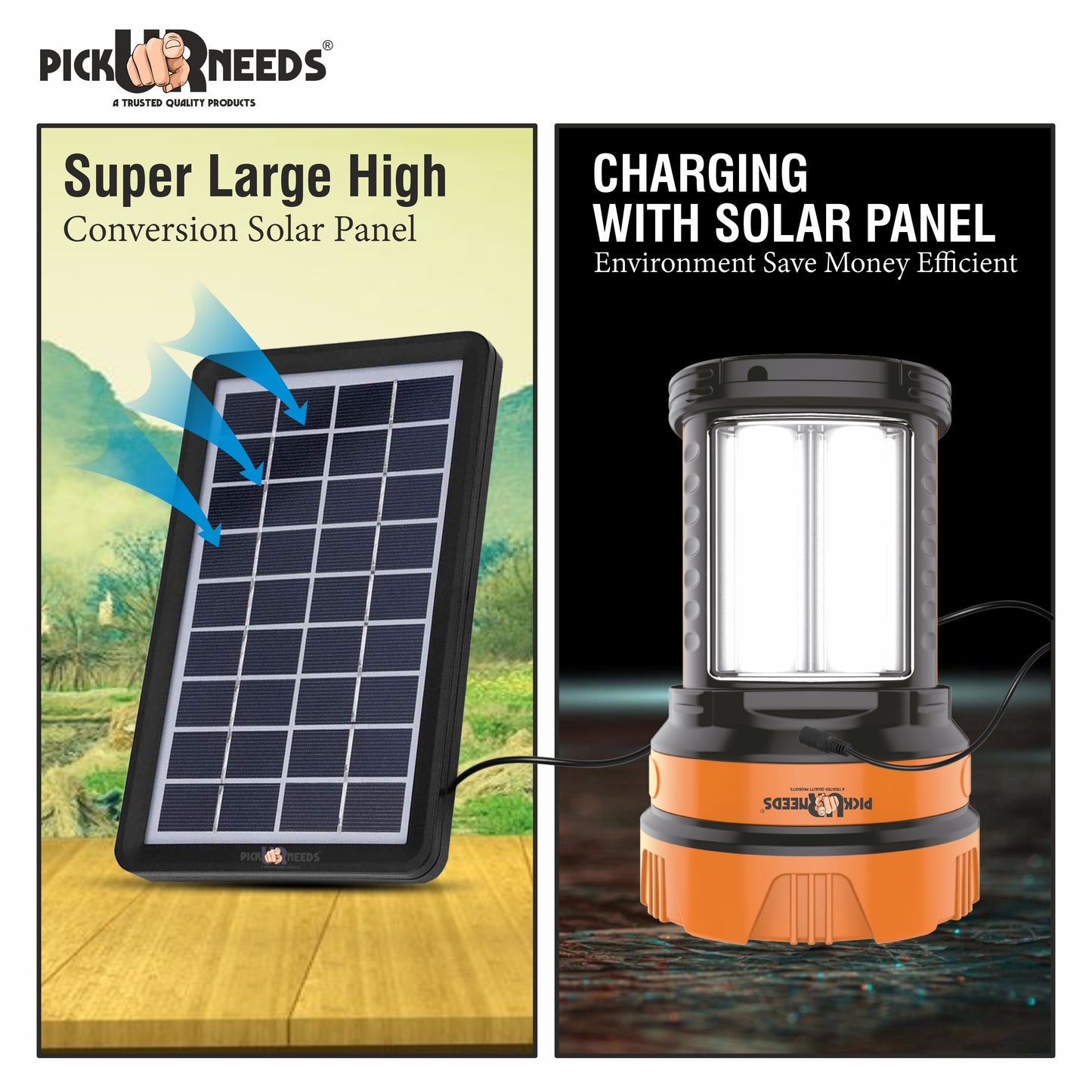 Pick Ur Needs 50W Solar Rechargeable Long Range Torch With 2 Side Emergency Tube Light 6 hrs Torch Emergency Light