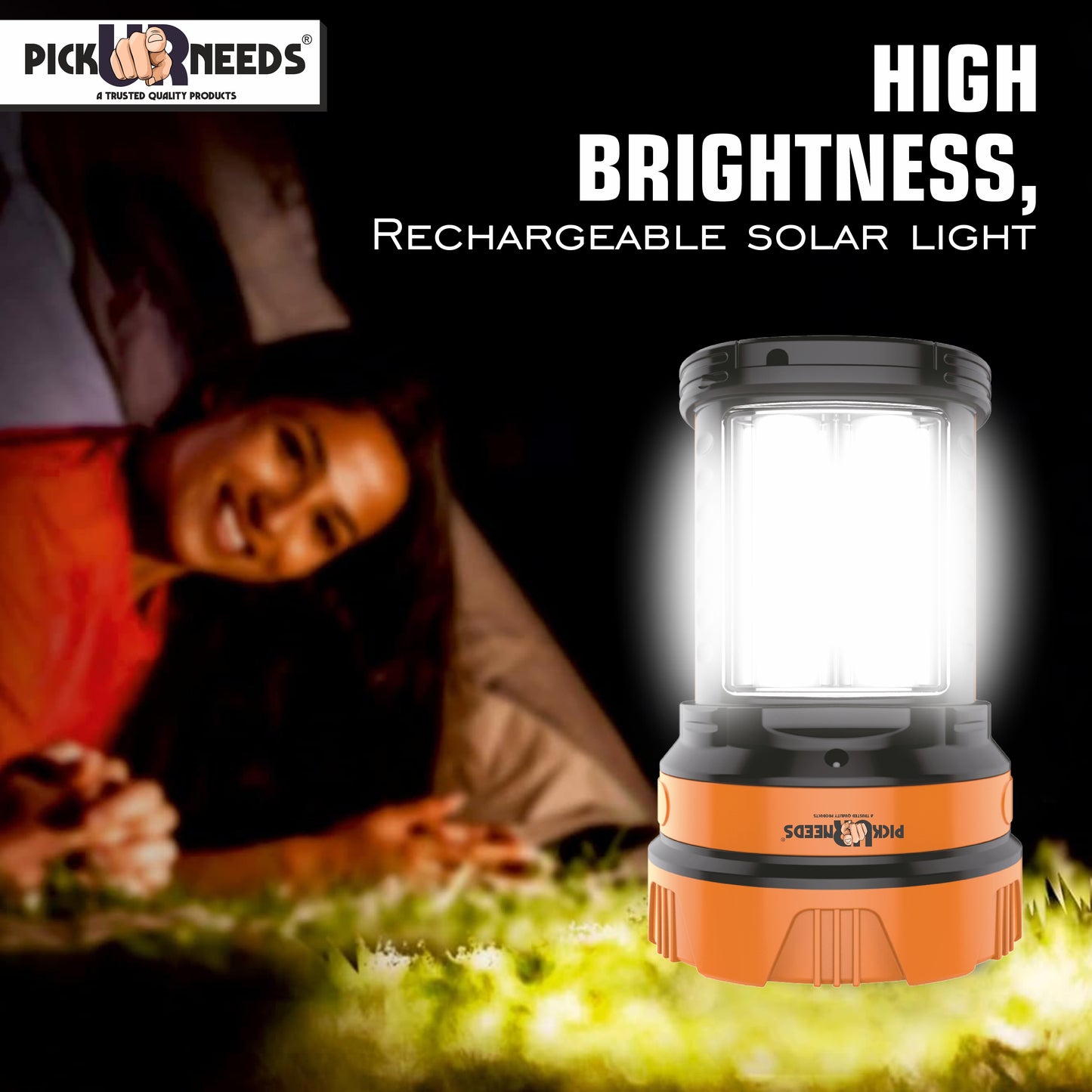 Pick Ur Needs 50W Solar Rechargeable Long Range Torch With 2 Side Emergency Tube Light 6 hrs Torch Emergency Light