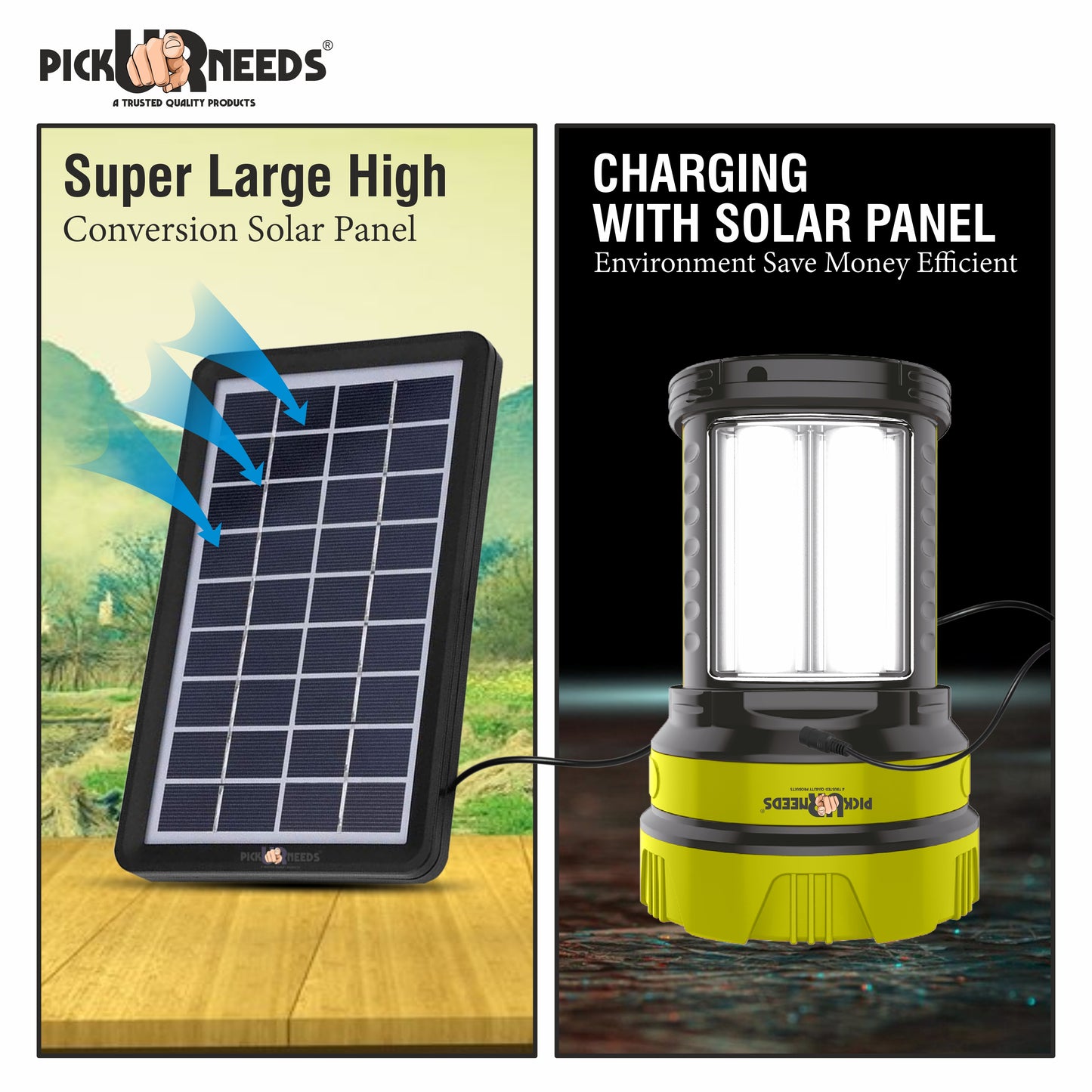 Pick Ur Needs 50W Solar Rechargeable Long Range Torch With 2 Side Emergency Tube Light 6 hrs Torch Emergency Light