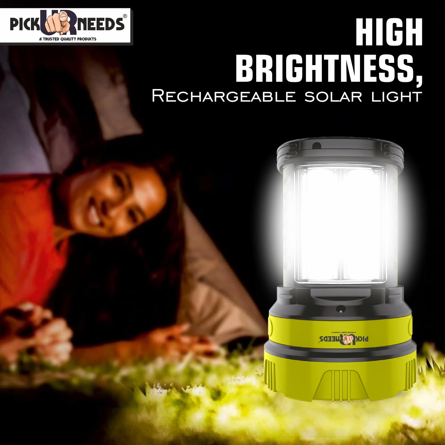 Pick Ur Needs 50W Solar Rechargeable Long Range Torch With 2 Side Emergency Tube Light 6 hrs Torch Emergency Light