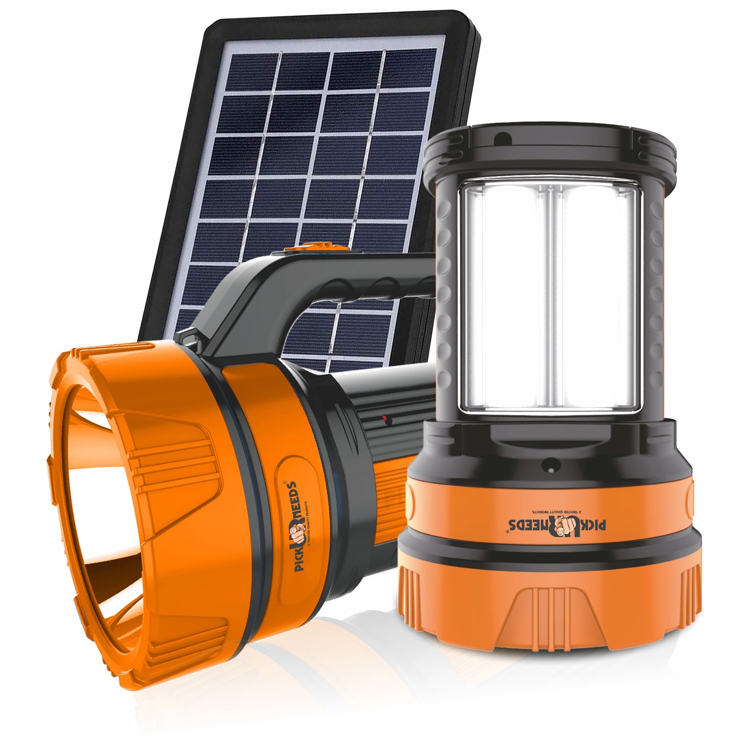 Pick Ur Needs 50W Solar Rechargeable Long Range Torch With 2 Side Emergency Tube Light 6 hrs Torch Emergency Light