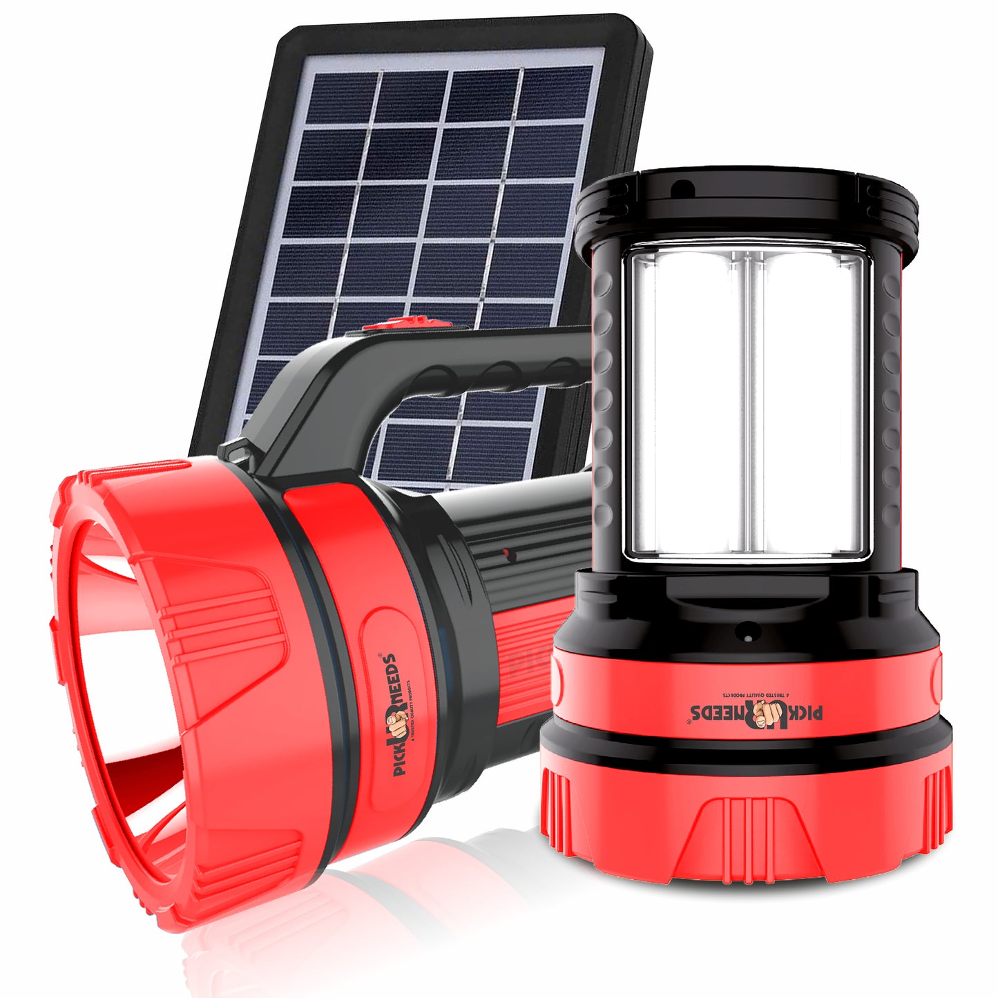 Pick Ur Needs 50W Solar Rechargeable Long Range Torch With 2 Side Emergency Tube Light 6 hrs Torch Emergency Light