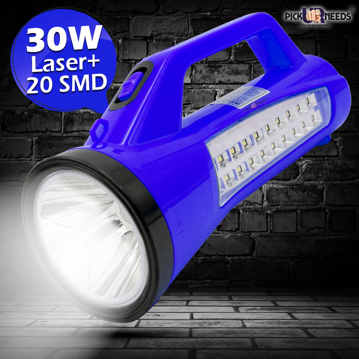 Pick Ur Needs Rechargeable 25W Laser 20 SMD LED Torch With 5 hrs Torch Emergency Light