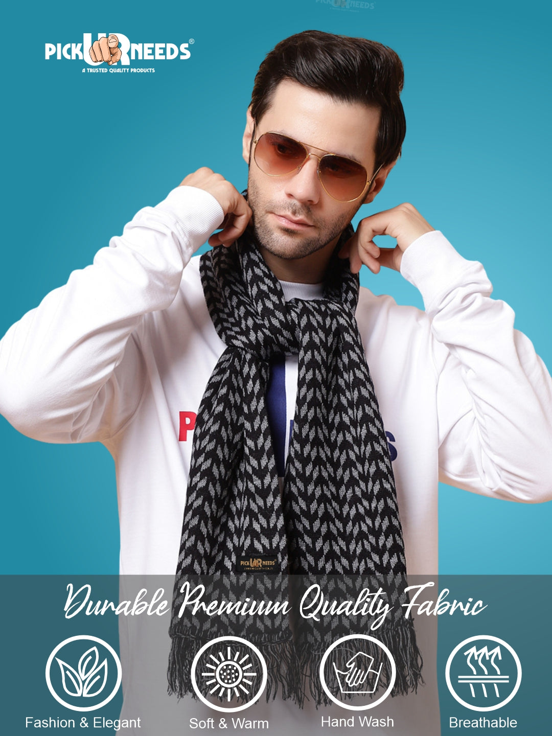 Pick Ur Needs Men's Stylish Zig Zag Knit Scarf  Soft, Warm & Breathable Fabric for Causal & Formal Wear Winter Muffler