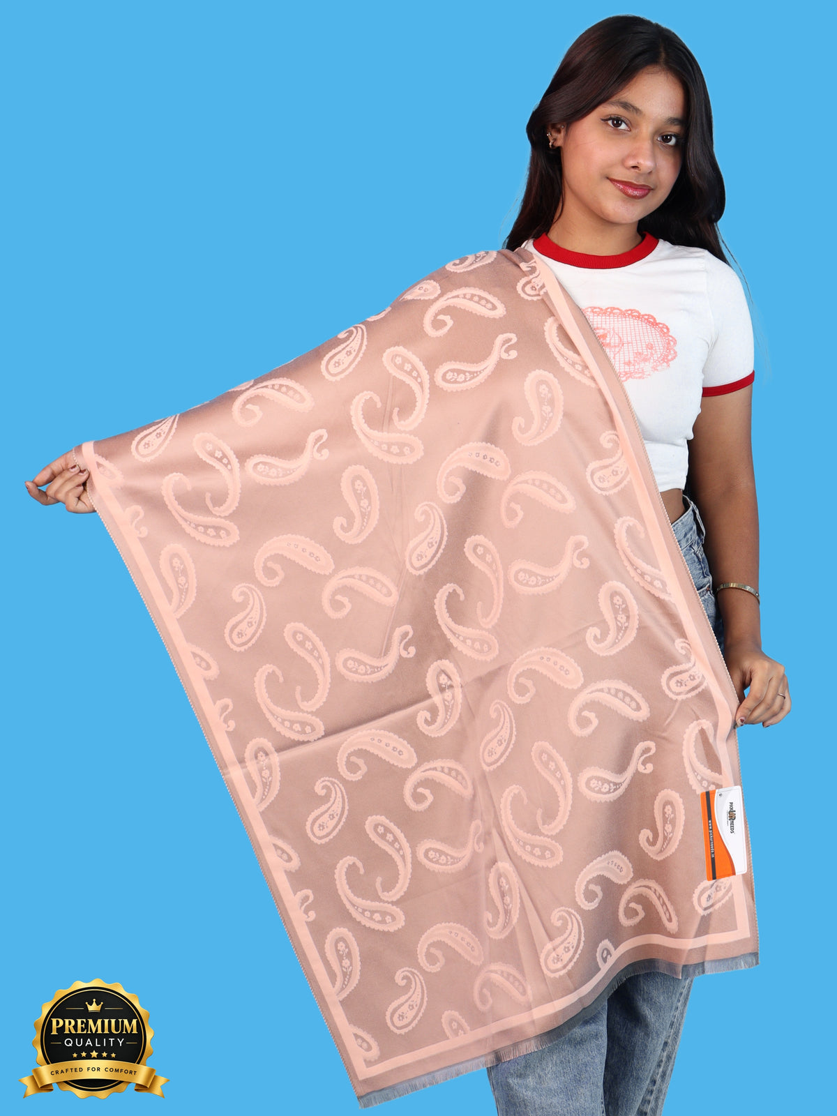 Pick Ur Needs Women & Girls Reversible 2 in 1 Woolen Muffler Soft Warm Dual Side Winter Scarf with Elegant Paisley Pattern