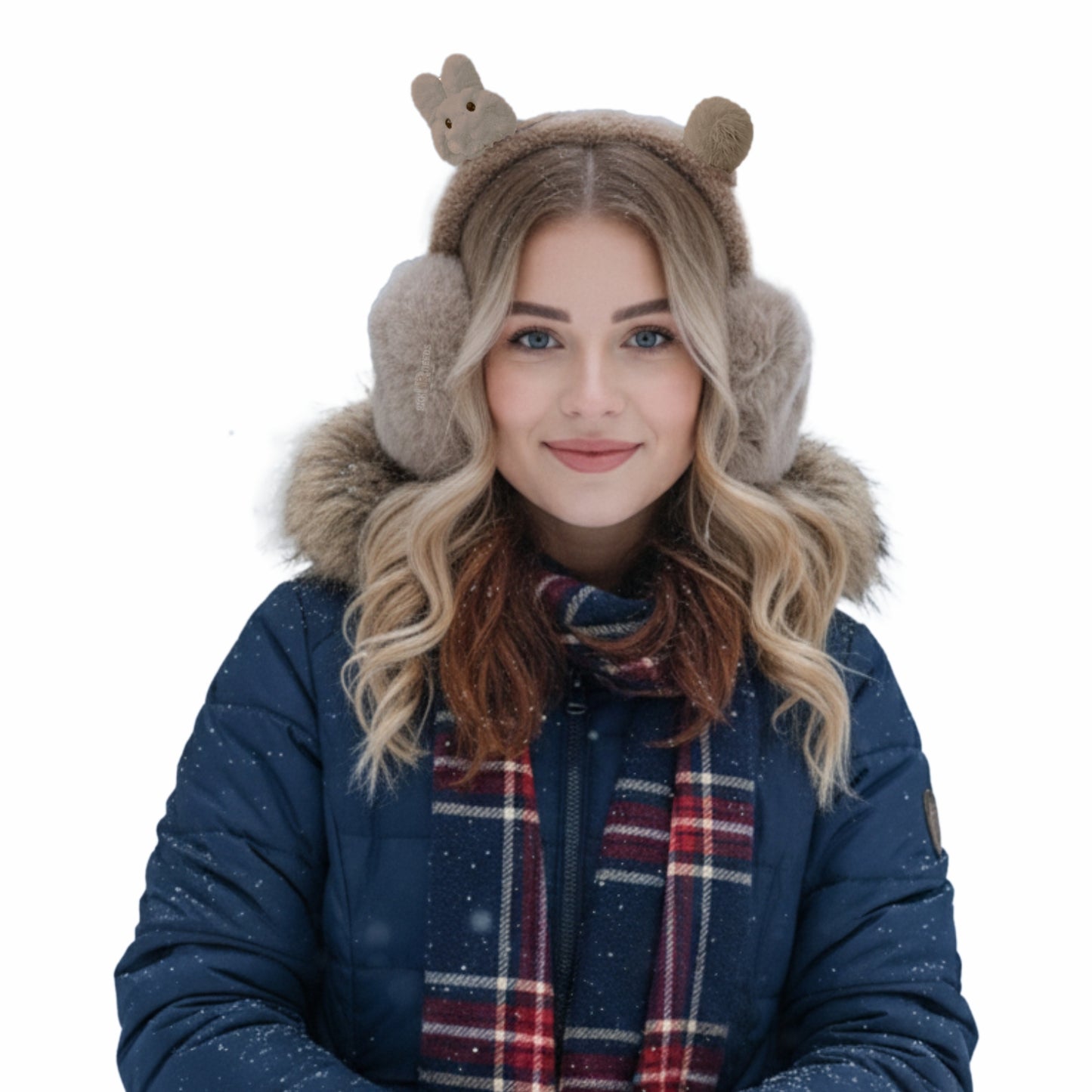 Pick Ur Needs Cute Bunny Ear Muffs for Women & Kids – Foldable Ultra-Soft Winter Earmuffs, Lightweight Plush Ear Warmers