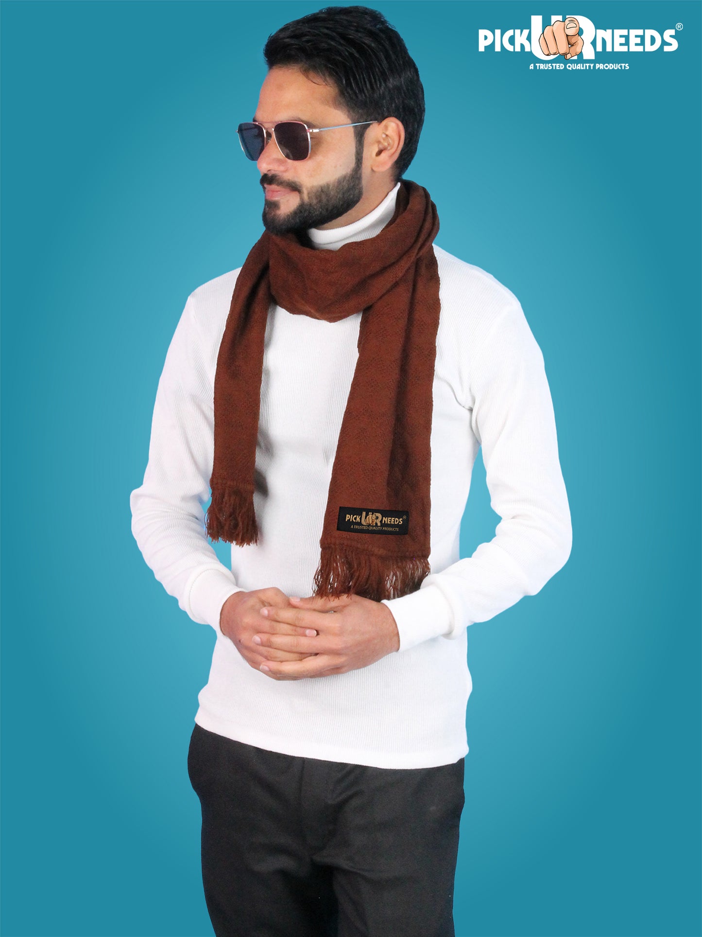 Pick Ur Needs Men’s Signature Winter Muffler Ultra-Soft Textured Scarf for Cold Weather Elegant Daily & Office Wear Muffler for Men