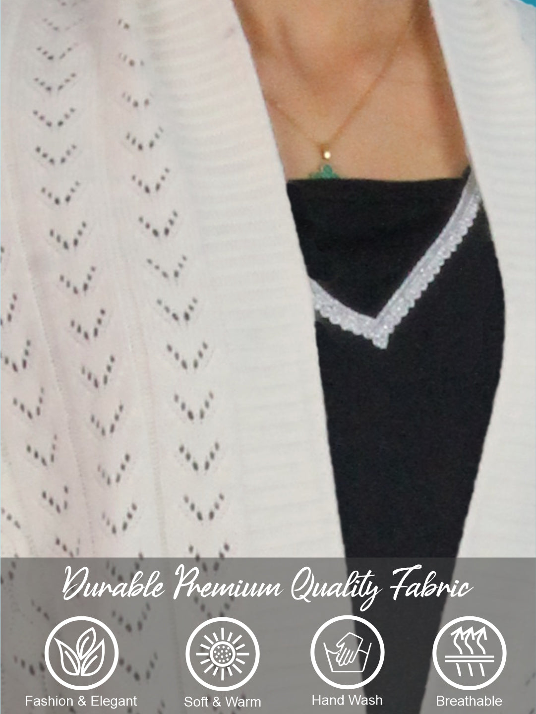 Pick Ur Needs Women’s Premium Knitted Winter Soft Shawl Woolen Warm Stole with Elegant Lace Pattern & Tassels For Girls