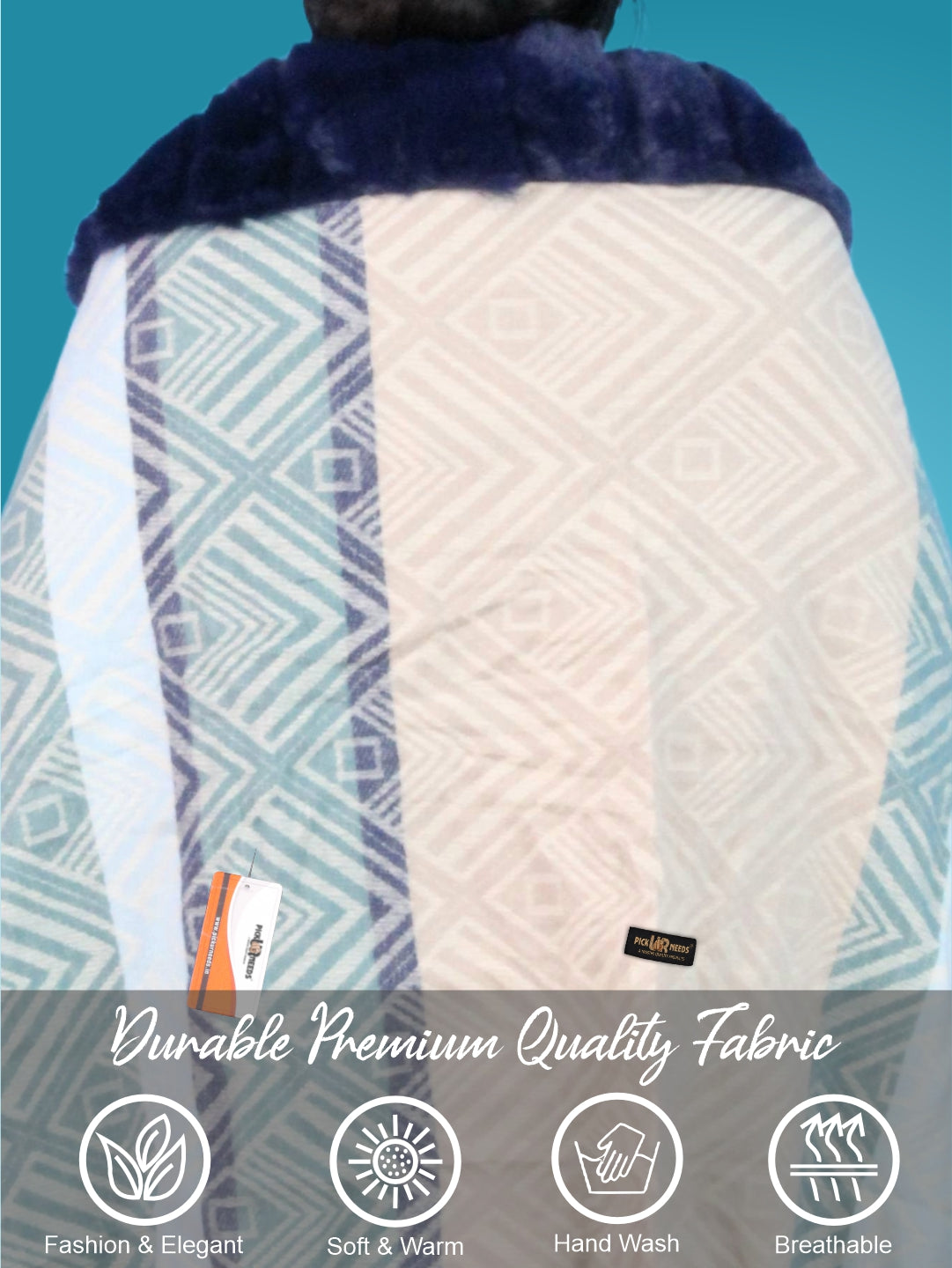 Pick Ur Needs Women's Winter Geometric Printed Faux Fur Border Shawl with Tassels  Soft Warm Wrap Stole for Casual, Party & Travel