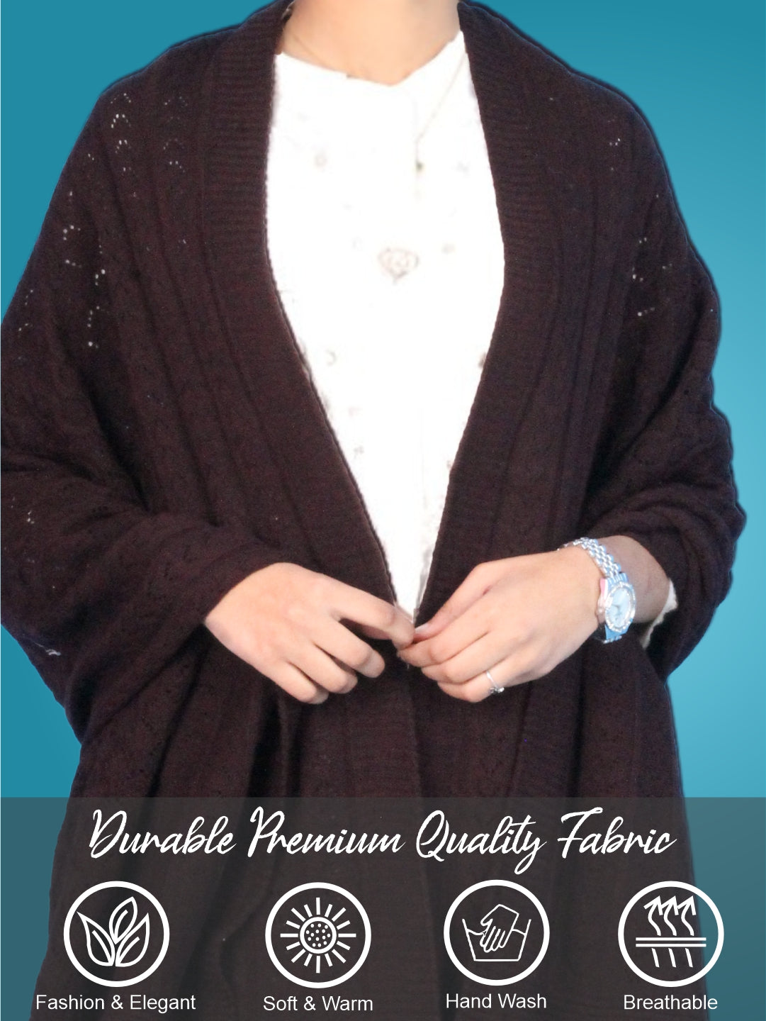 Pick Ur Needs Women’s Premium Knitted Winter Soft Shawl Woolen Warm Stole with Elegant Lace Pattern & Tassels For Girls