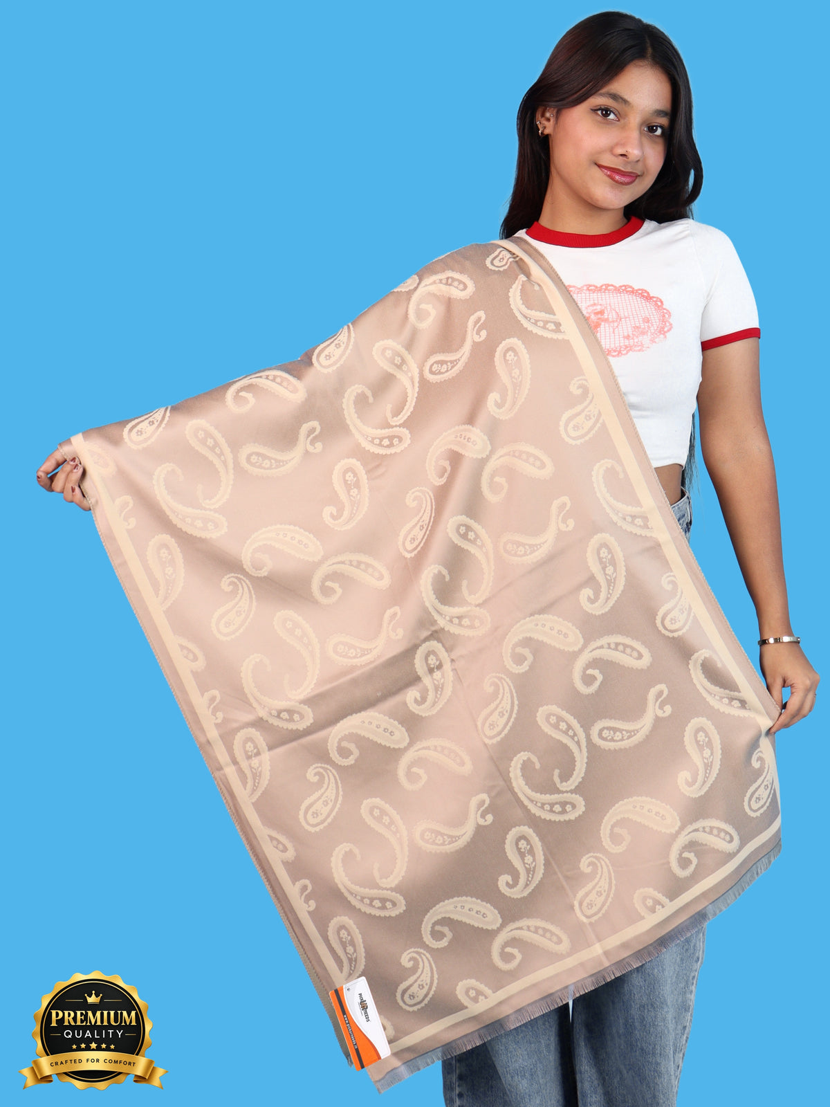 Pick Ur Needs Women & Girls Reversible 2 in 1 Woolen Muffler Soft Warm Dual Side Winter Scarf with Elegant Paisley Pattern