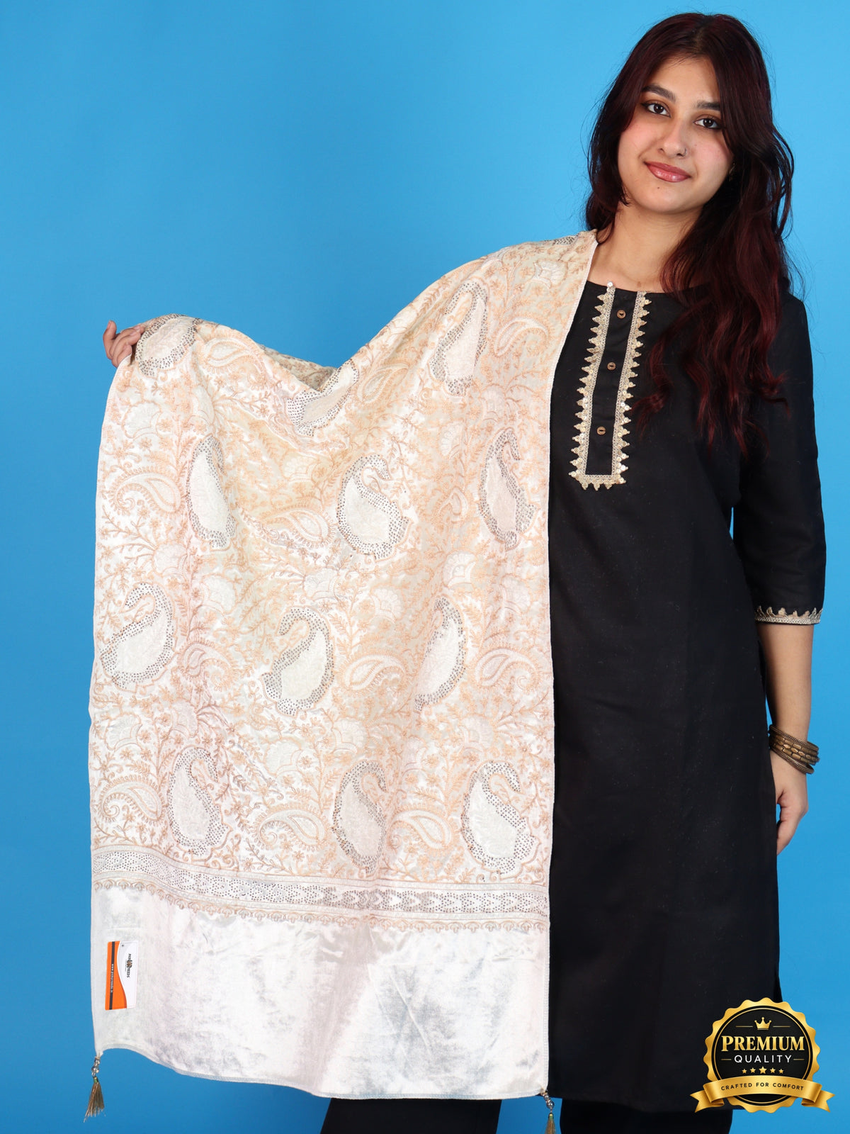Pick Ur Needs Premium Winter Shawl for Women Ultra Soft & Cozy Warm Velvet Fabric with Rich Traditional Floral Design For Girls