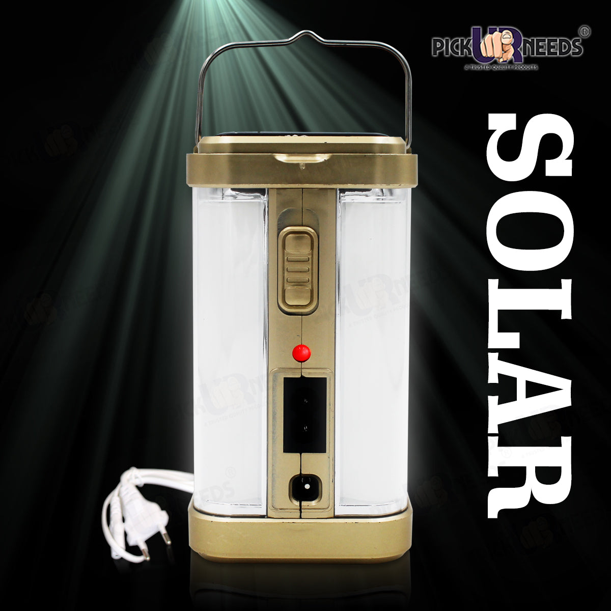 Pick Ur Needs Solar Rechargeable Home Emergency Floor Lantern Lamp Light 4 Side Tube