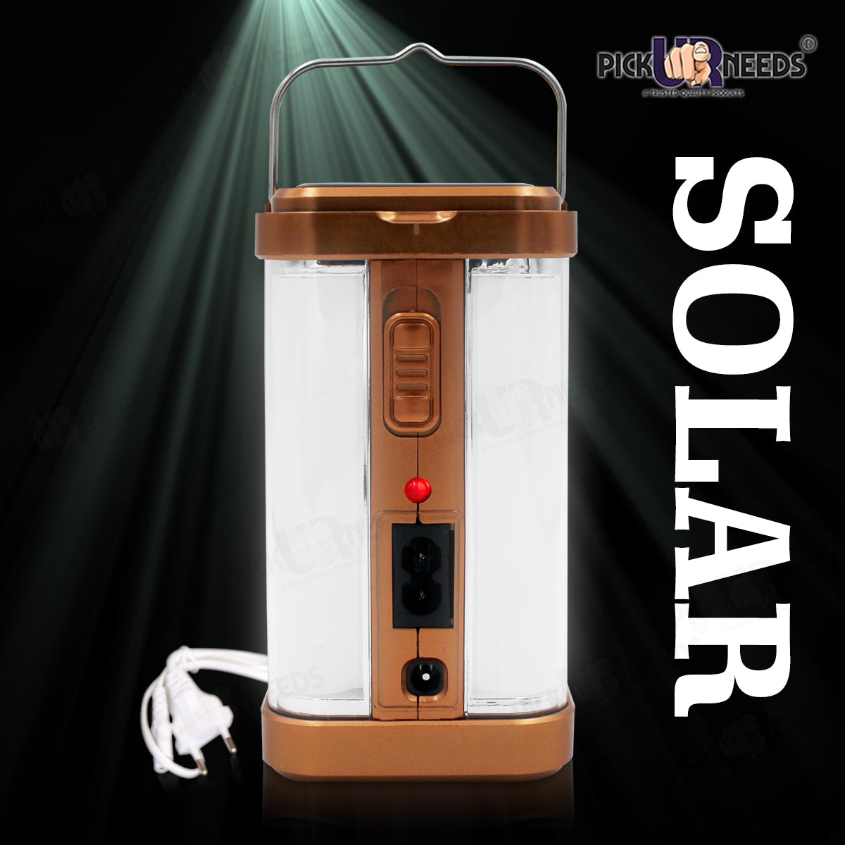 Pick Ur Needs Solar Rechargeable Home Emergency Floor Lantern Lamp Light 4 Side Tube