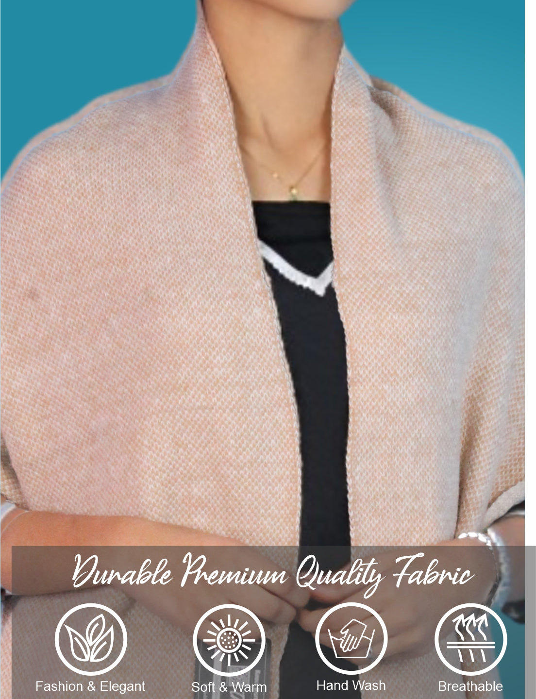 Pick Ur Needs Women's Knit Shawl Wrap with Border Soft, Warm & Lightweight Winter Stole Elegant Tan Bordered Scarf for Girls
