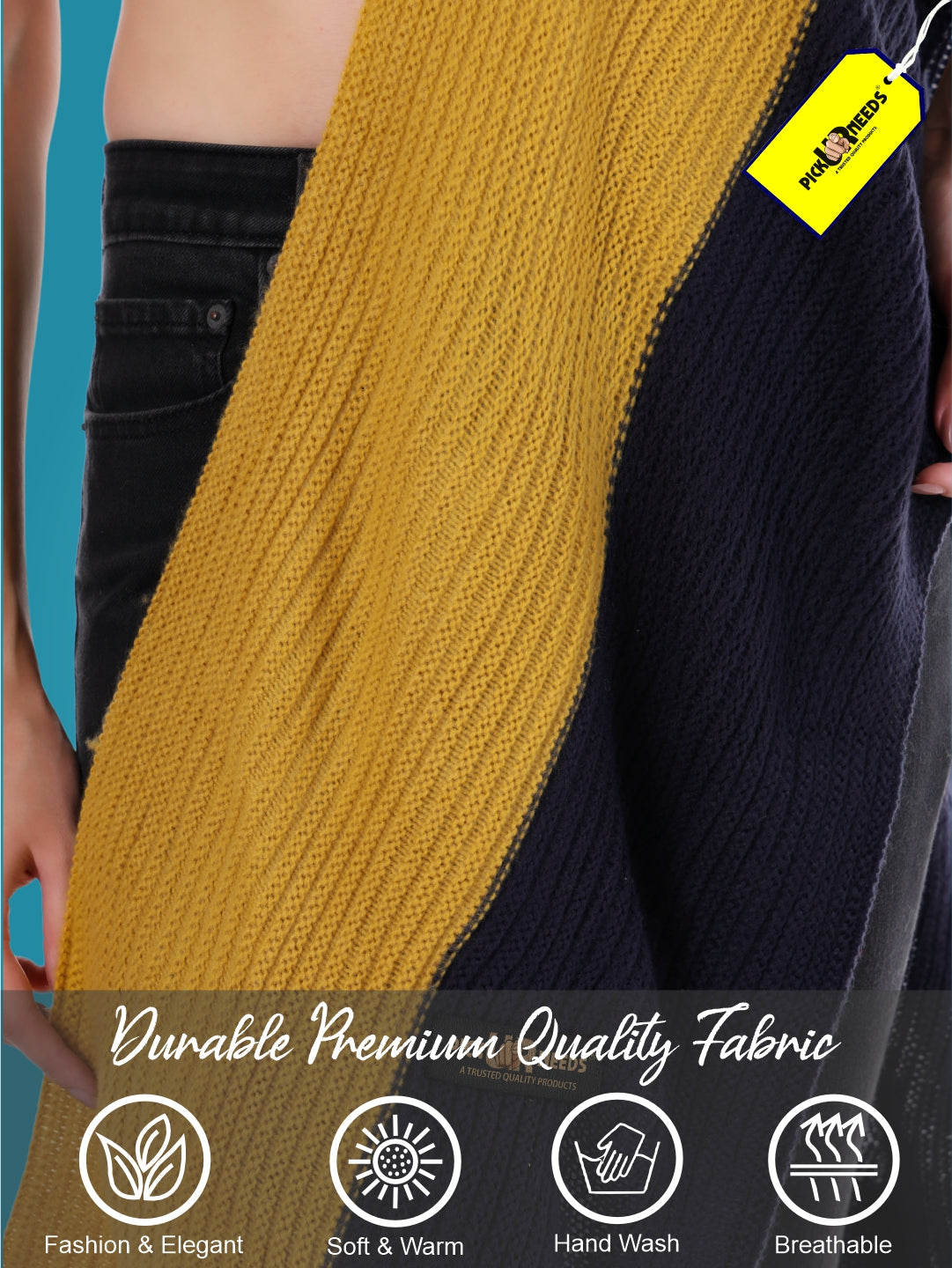 Pick Ur Needs Women’s Winter Wool Muffler Scarf – Premium Soft Knitted Dual-Tone Warm Shawl Wrap for Winter Travel, Casual