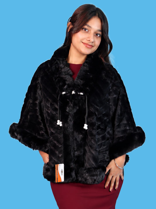 Pick Ur Needs Elegant Faux Fur Womens Shrug with Plush Collar,Soft Warm Winter Cape Poncho, Stylish Fluffy Shoulder Wrap for Ladies & Girls