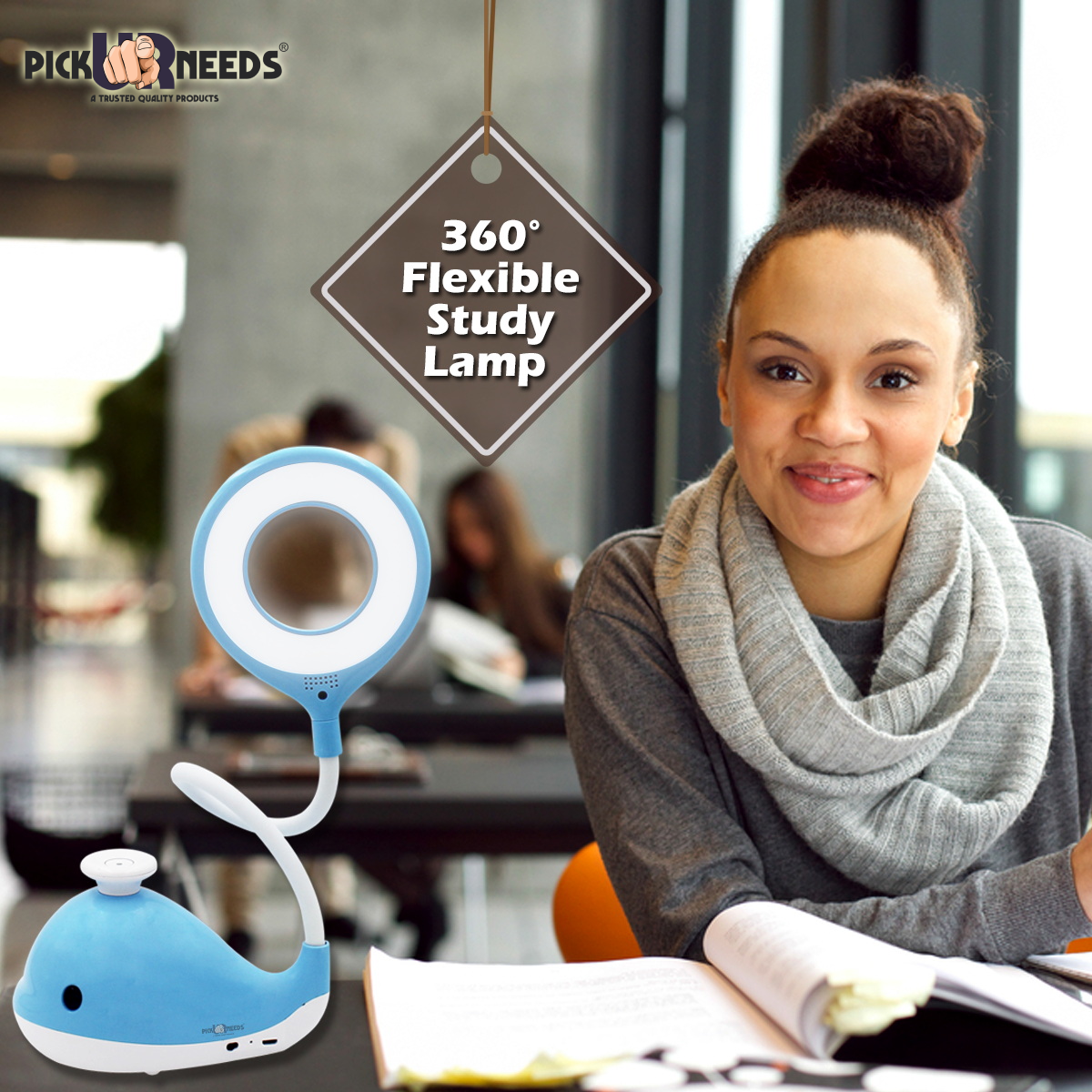 Pick Ur Needs Dolphin Design Rechargeable LED Study Table/Desk Lamp With Touch On/Off Switch Table Lamp