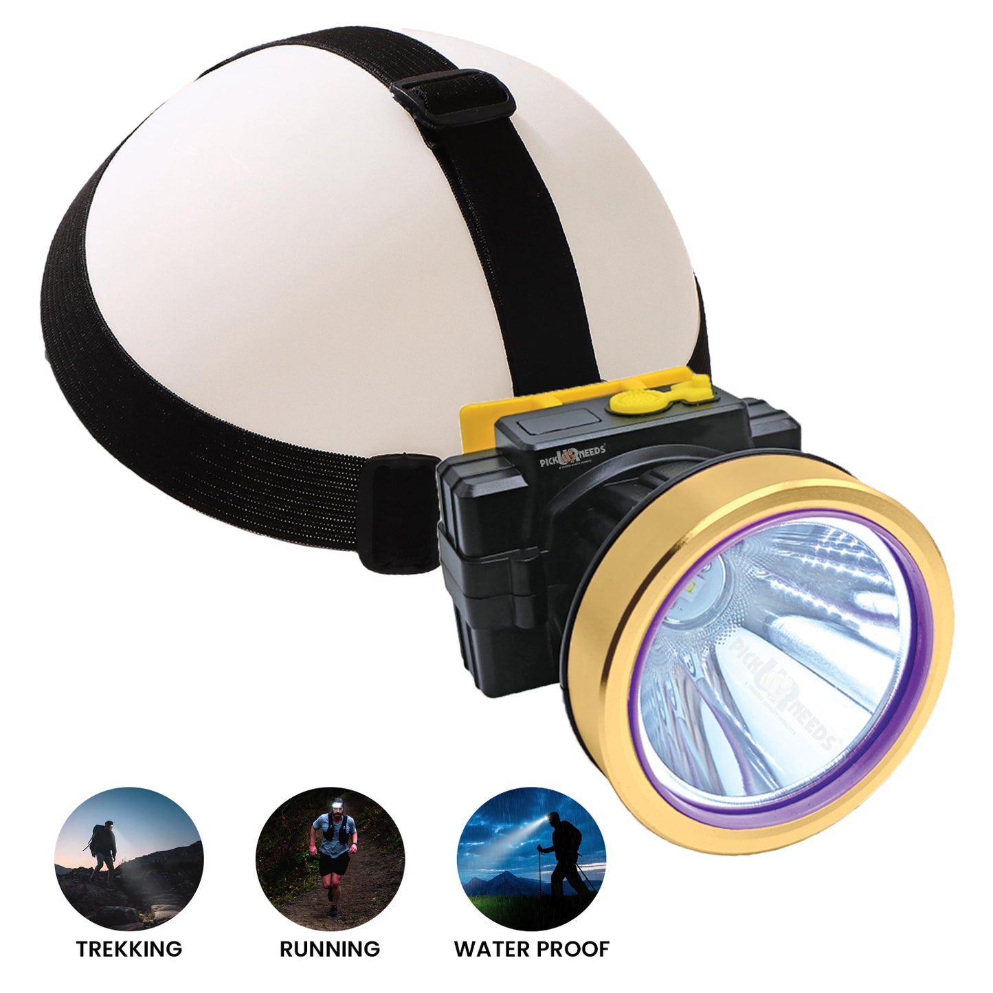 Pick Ur Needs 200W Laser Rechargeable Headlamp With Straps For Outdoor Usage 3600 mAh Battery 5 hrs Torch Emergency Light