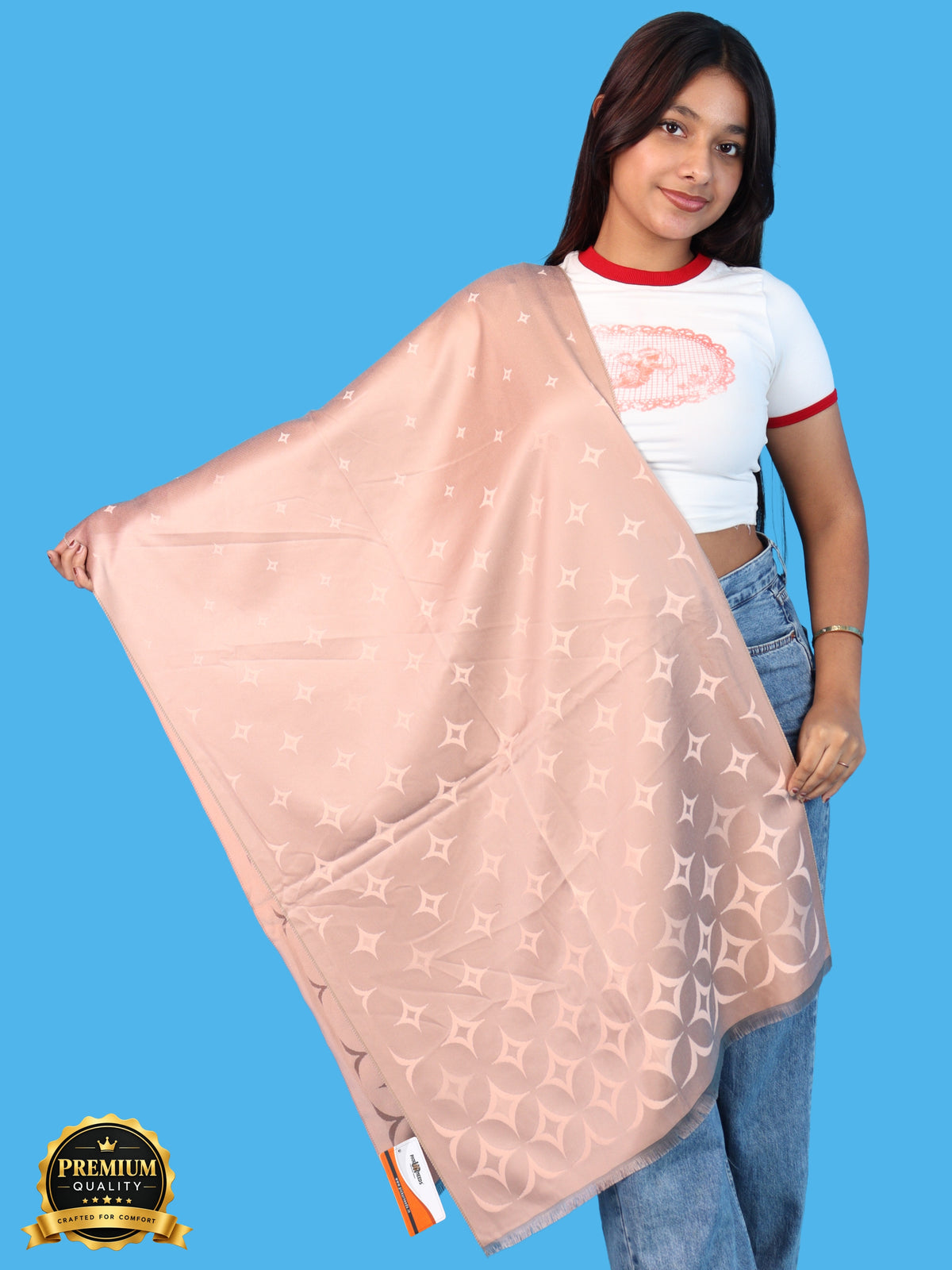 Pick Ur Needs Premium Womens 2-in-1 Reversible Shawl Stylish Printed Winter Shawls for Girls Soft Warm Woolen Stole