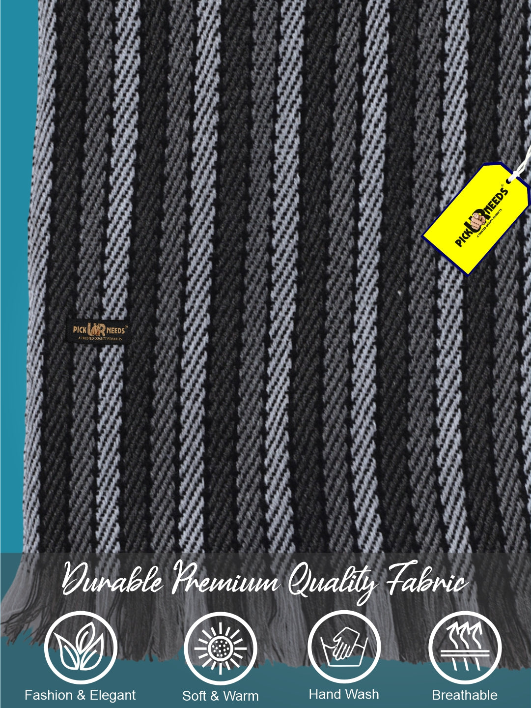 Pick Ur Needs Premium Men's Warm And Stylish Woolen Muffler With Multicolour Stripes And Stylish Tussles Ends