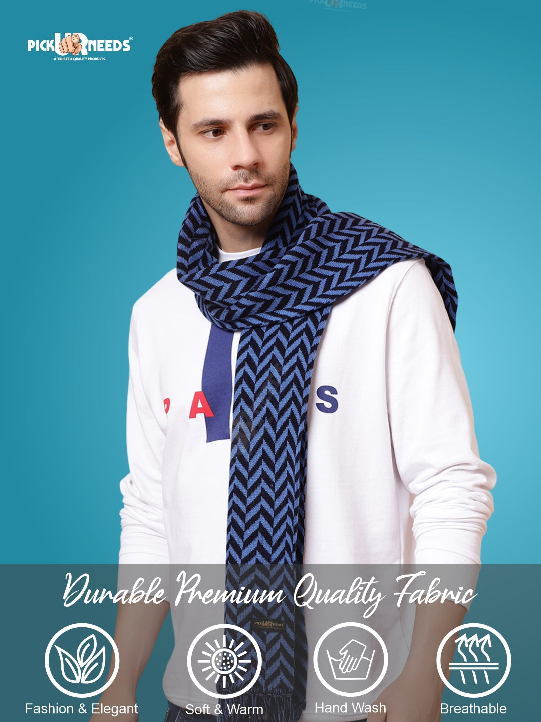 Pick Ur Needs Men's Stylish Zig Zag Knit Scarf  Soft, Warm & Breathable Fabric for Causal & Formal Wear Winter Muffler