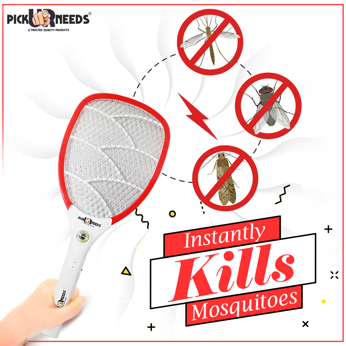 Pick Ur Needs Mosquito Racket Bat Rechargeable Anti Electric Insect Killer Racquet Bat | Fly Swatter with USB Charging
