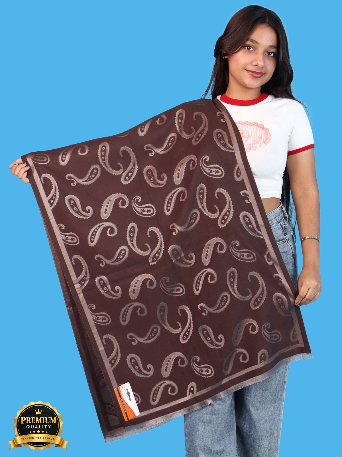 Pick Ur Needs Women & Girls Reversible 2 in 1 Woolen Muffler Soft Warm Dual Side Winter Scarf with Elegant Paisley Pattern