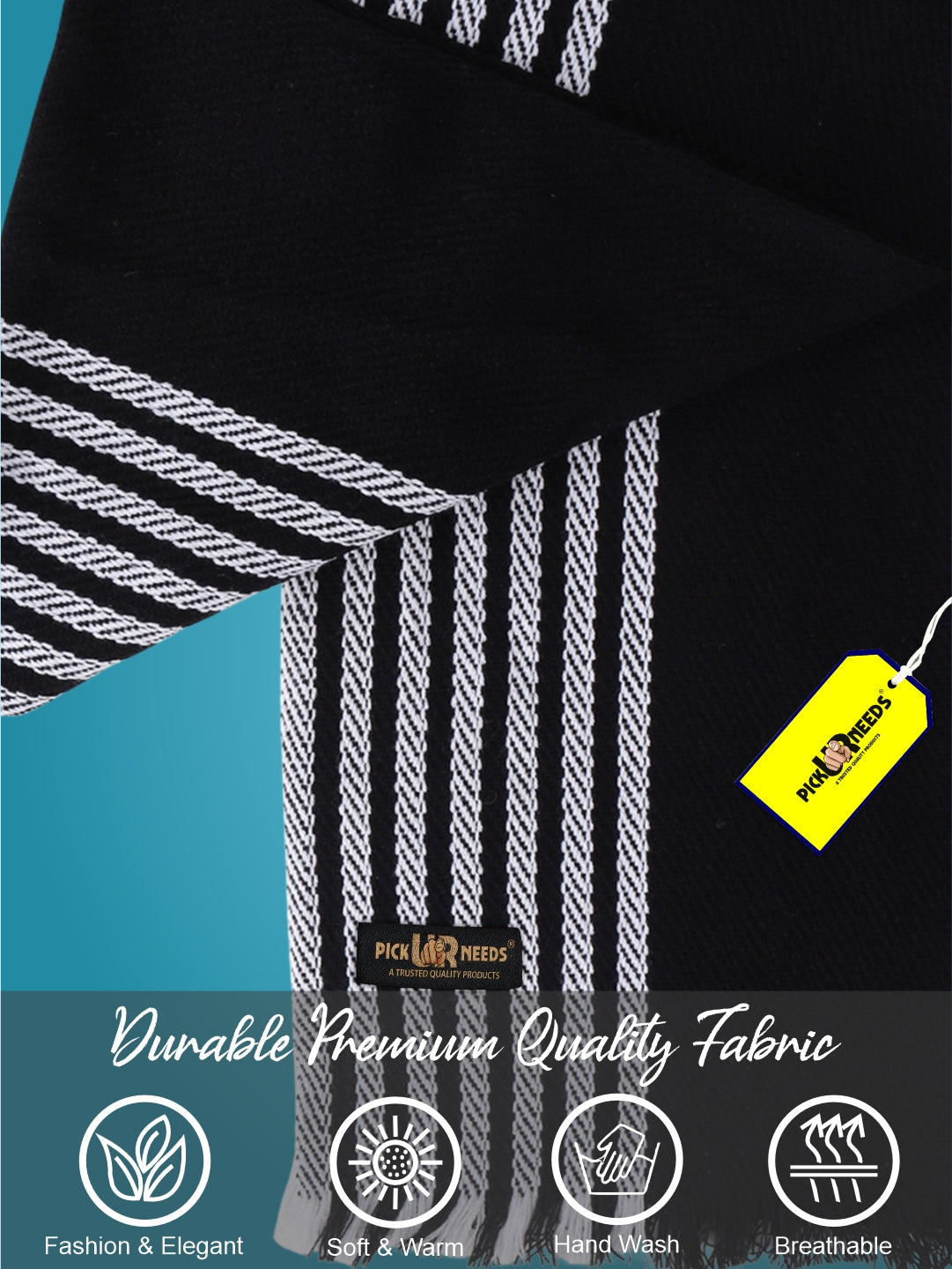 Pick Ur Needs Premium Men's Warm And Stylish Woolen Muffler With Multicolour Stripes And Stylish Tussles Ends