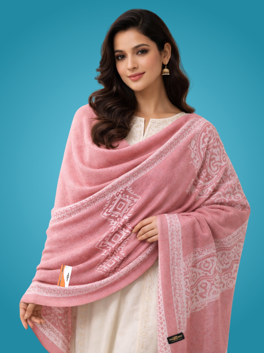 Pick Ur Needs Soft & Elegant Ethnic Stole Woolen Shawl for Women Warm Winter Wool Shawls with Traditional Prints
