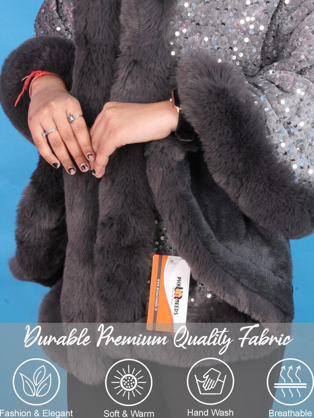 Visit the Pick Ur Needs Store Pick Ur Needs Luxury Sequin Faux Fur Shawl for Women Poncho & Winter Shrug Soft Warm Designer Wrap for Evening Parties