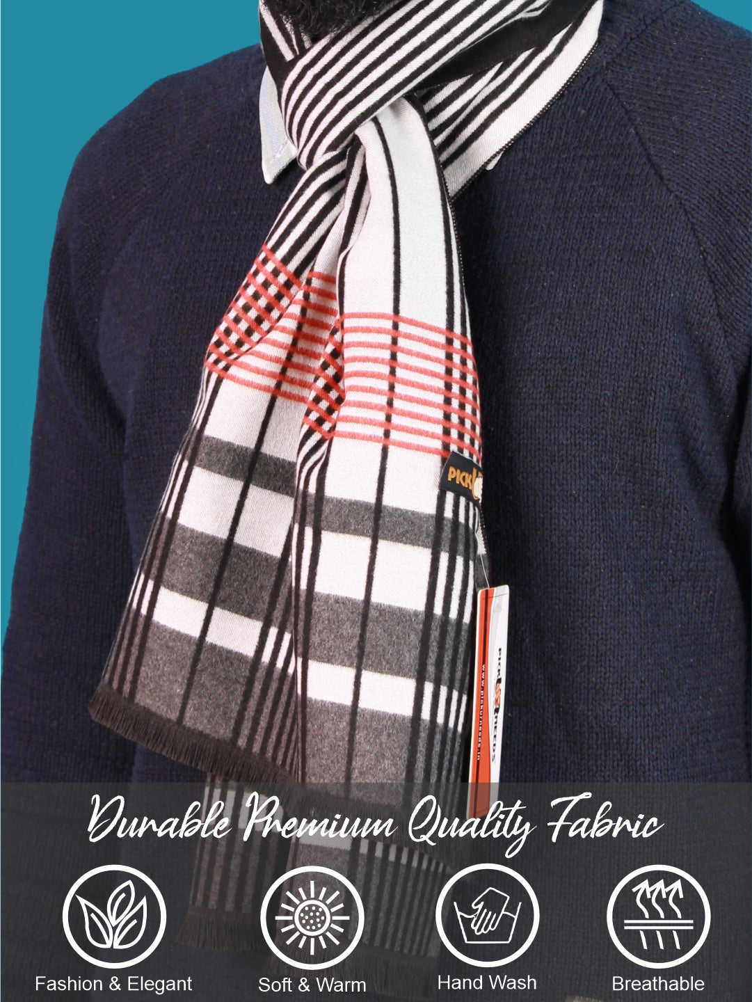 Pick Ur Needs Wool Blend Muffler for Men Soft Winter Scarf with Elegant Checks All-Day Comfort
