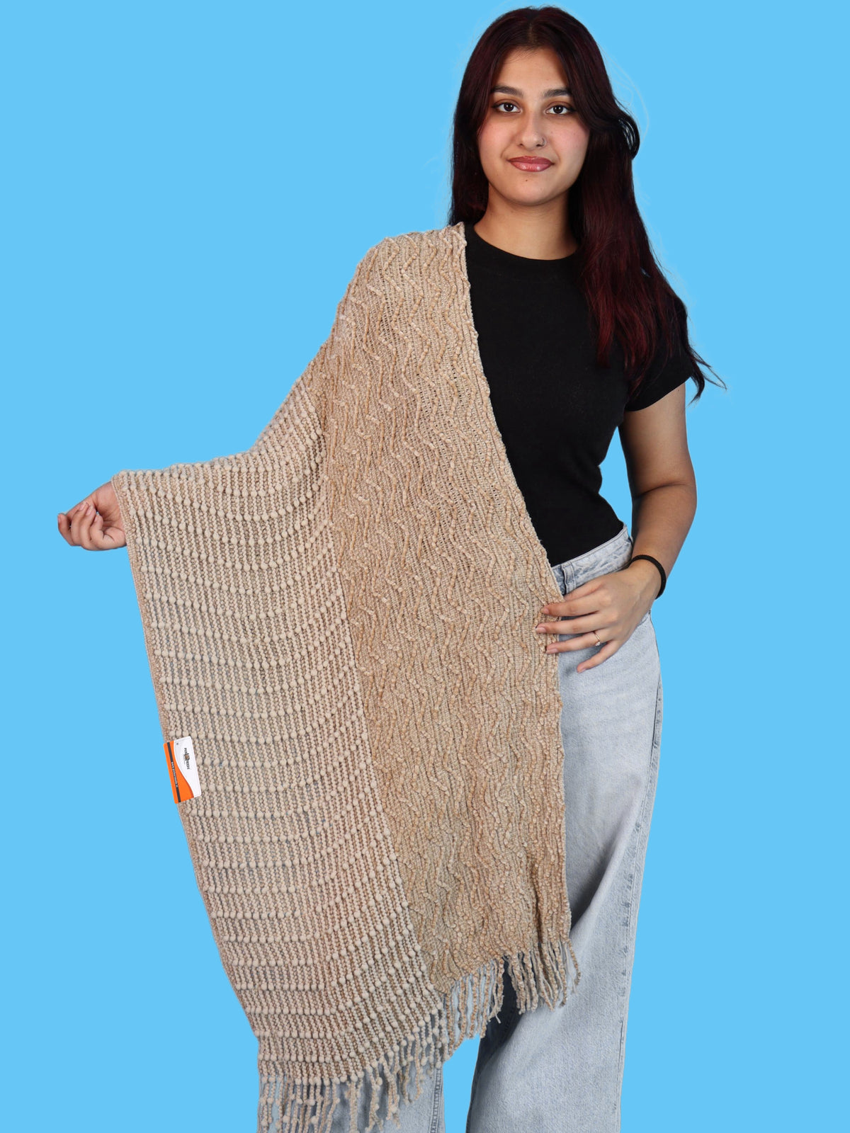 Pick Ur Needs Premium Winter Stole & Muffler for Women Soft Woven Textured Wrap with Elegant Fringes Warm Shawl