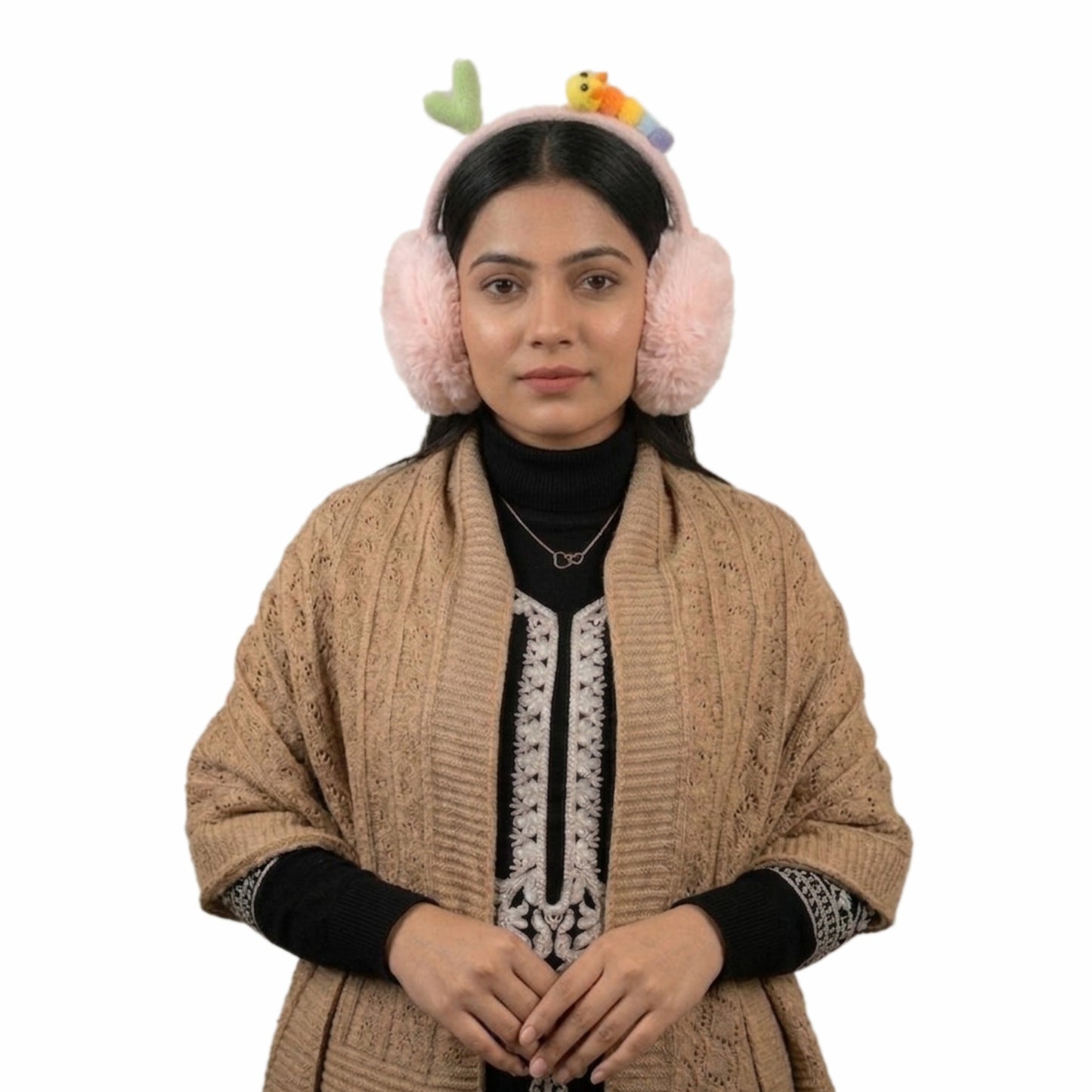Pick Ur Needs Cute Caterpillar Ear Muffs for Women & Girls – Fluffy Plush Winter Earmuffs, Ear Warmers, Soft Cozy Outdoor Accessory