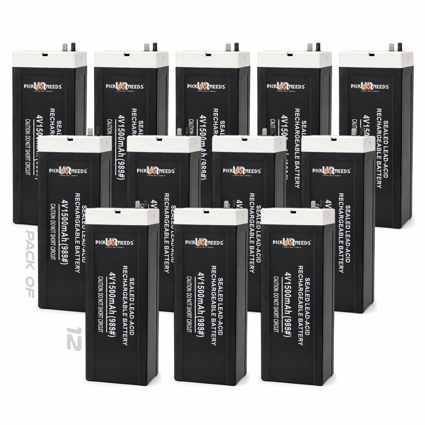Pick Ur Needs 4V 1500mAh Rechargeable Lead Acid Battery for Emergency & Security Use 4 hrs Lantern Emergency Light (Black)