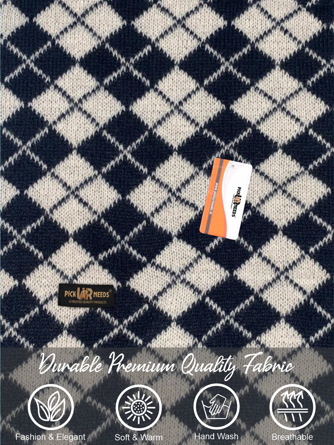 Pick Ur Needs Classic Checkered Woolen Scarf for Winter Warm Muffler Soft, Cozy & Stylish Cold Weather Wrap For Women