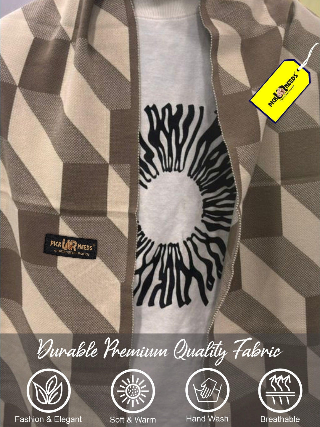 Pick Ur Needs Men’s Premium Winter Wool Muffler – Soft & Warm Knitted Scarf for Casual, Office & Travel Stylish Stripe Design