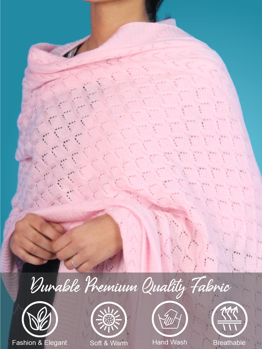 Pick Ur Needs Women’s Premium Knitted Winter Soft Shawl Woolen Warm Stole with Elegant Lace Pattern & Tassels For Girls