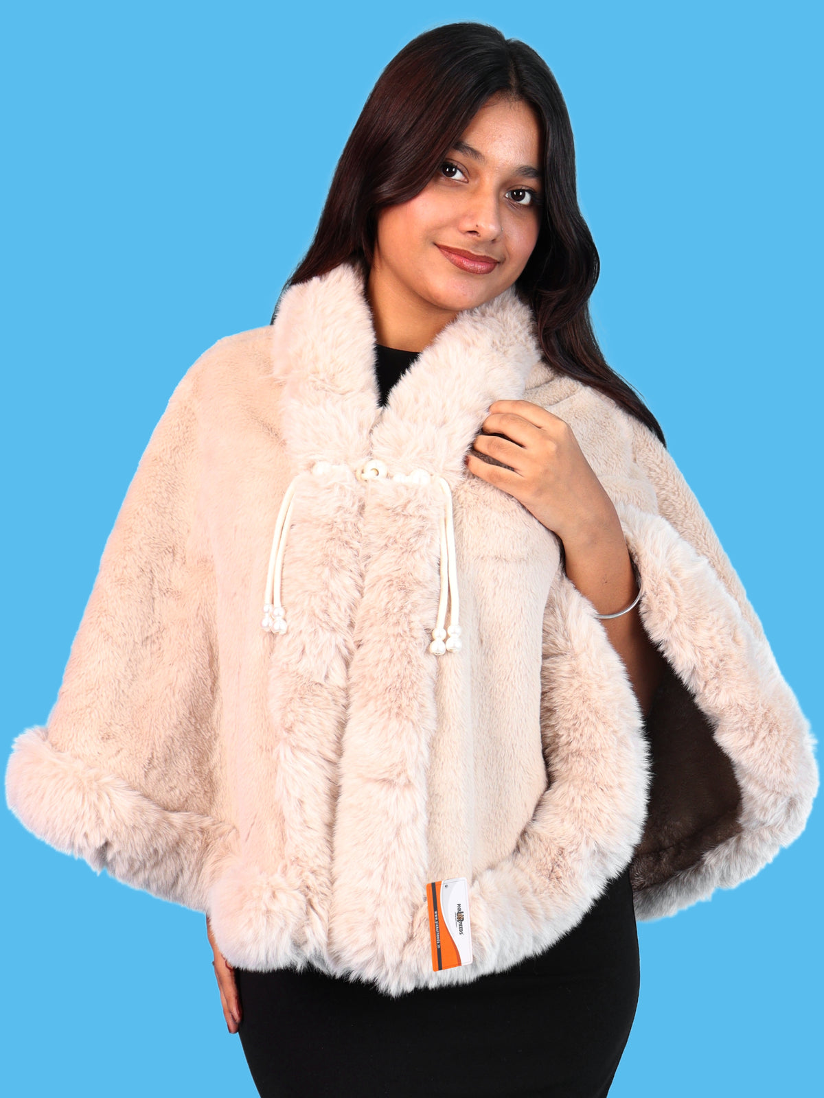 Pick Ur Needs Elegant Faux Fur Womens Shrug with Plush Collar,Soft Warm Winter Cape Poncho, Stylish Fluffy Shoulder Wrap for Ladies & Girls