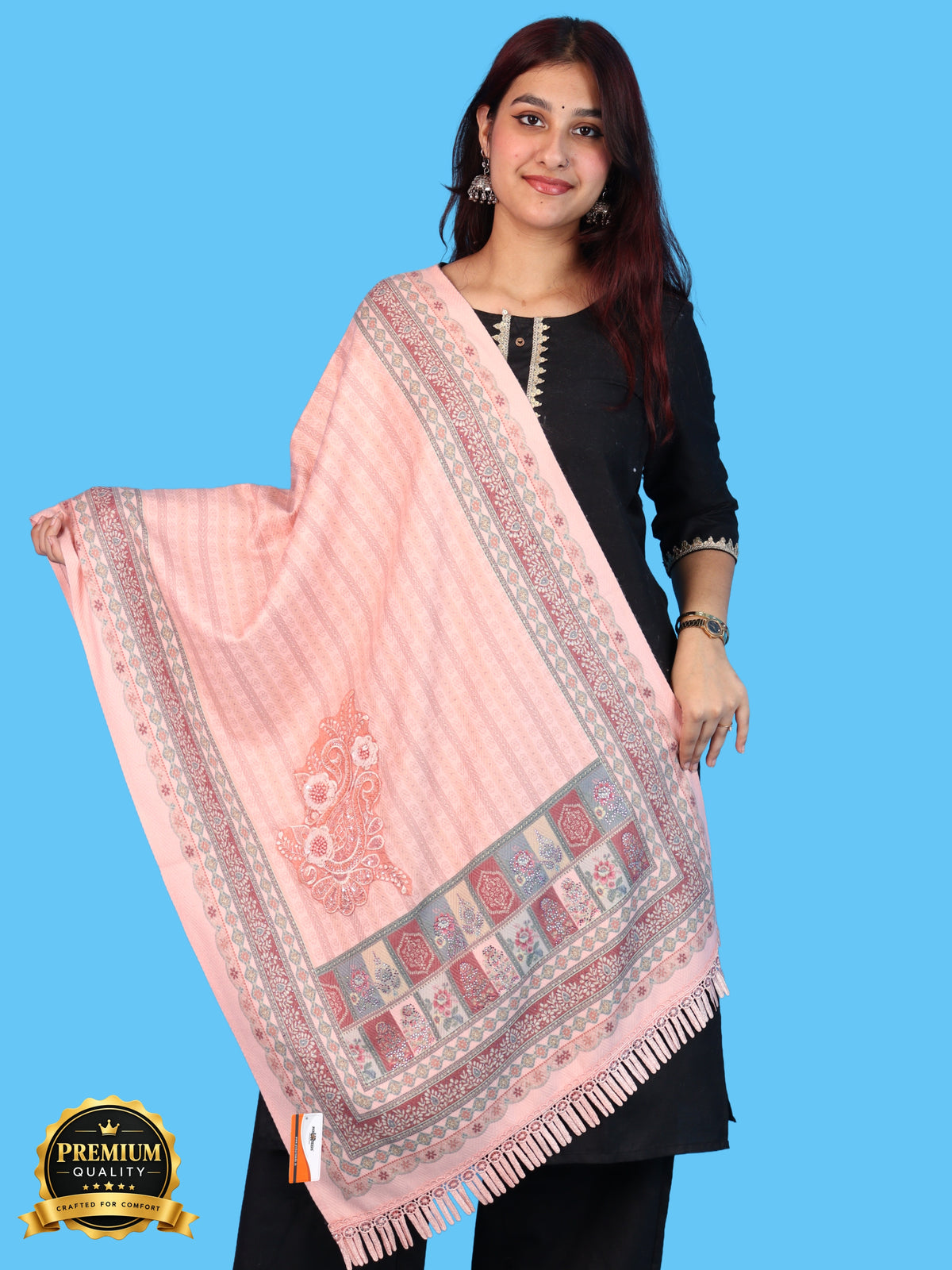 Pick Ur Needs Premium Soft Woolen Women & Girls Stylish Shawl with Elegant Design for Winter & Wedding