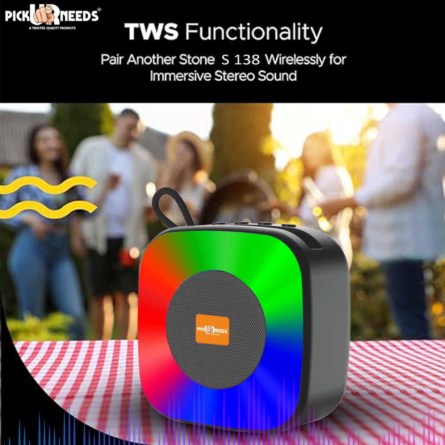 Pick Ur Needs Bluetooth Speaker with 1500mAh Battery, Portable Wireless Speakers with 4 Hours Playtime, Compact for Outdoor, Travel & Home Use