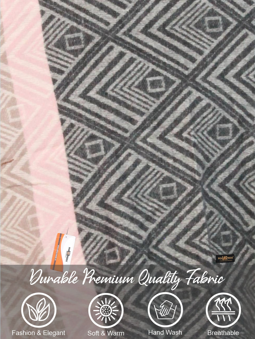 Pick Ur Needs Women's Winter Geometric Printed Faux Fur Border Shawl with Tassels  Soft Warm Wrap Stole for Casual, Party & Travel