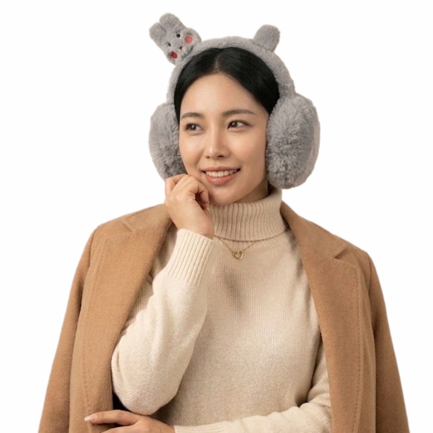 Pick Ur Needs Cute Bunny Ear Muffs for Women & Kids – Foldable Ultra-Soft Winter Earmuffs, Lightweight Plush Ear Warmers