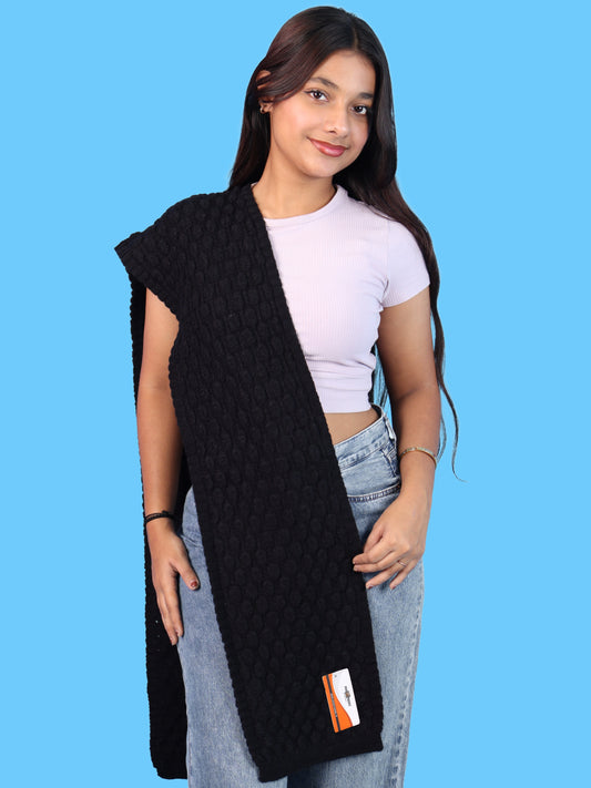 Pick Ur Needs Women and Girls Knitted Winter Muffler, Textured Woollen Scarf with Elegant Woven Pattern, Soft Warm Lightweight Neck Wrap