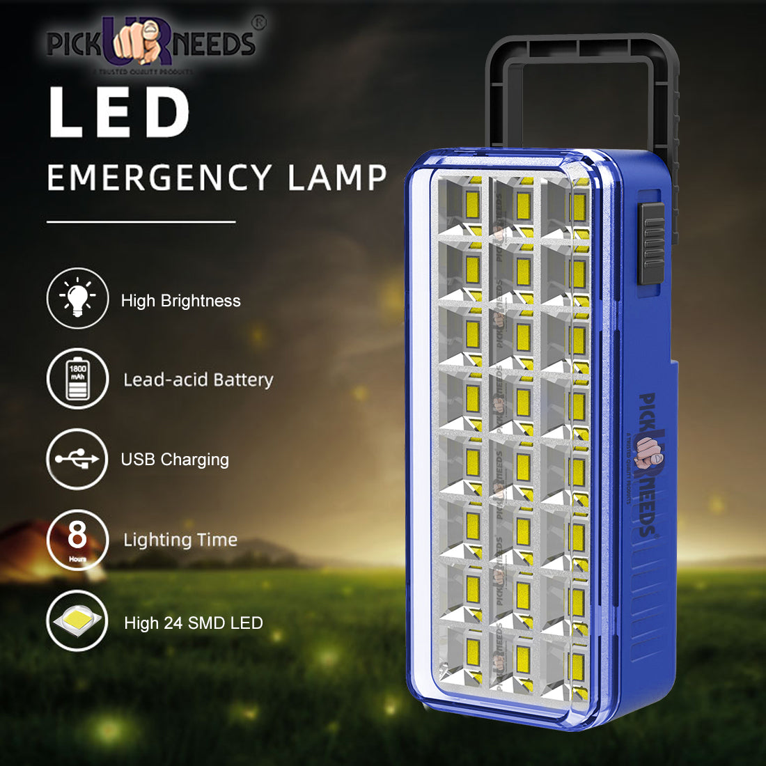 Pick Ur Needs High-Bright 24 LED with Rechargeable Emergency Floor Lantern Lamp Light