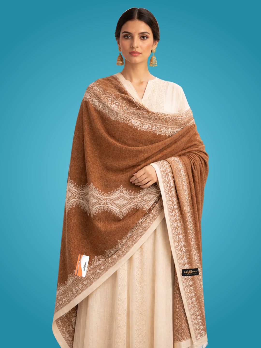 Pick Ur Needs Soft & Elegant Ethnic Stole Woolen Shawl for Women Warm Winter Wool Shawls with Traditional Prints