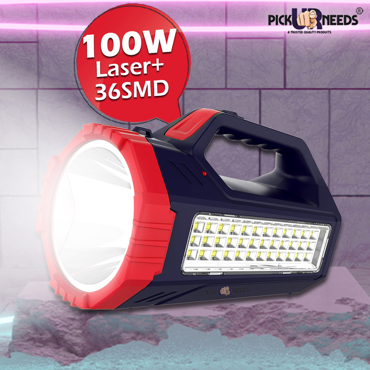 Pick Ur Needs Rechargeable Bright Led Torch Light Laser Long Range High Power Search Light Kisan Rechargeable with 36 Led Side Emergency Lights