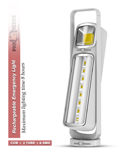 Pick Ur Needs Home Rechargeable Emergency 8 SMD+COB+2 Tube LED Floor Lantern Lamp With 8 hrs Lantern Emergency Light